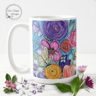 Blommor och fjärilar kaffemugg