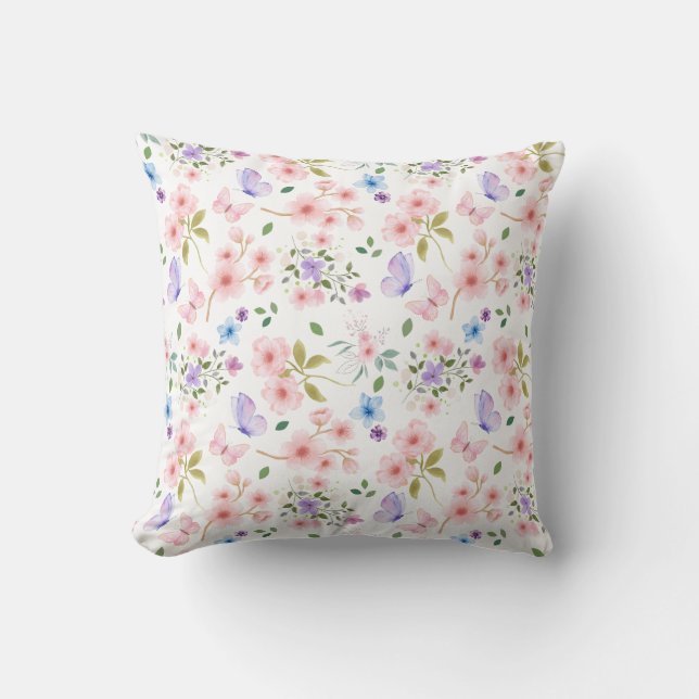 Blommor och fjärilar kudde (Framsida)