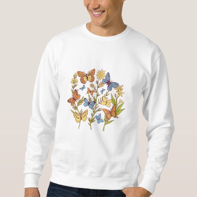 Blommor och fjärilar lång ärmad tröja (Framsida)