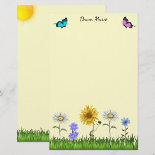 Blommor och fjärilar Personlig 5,5" x 8,5" Brevpapper