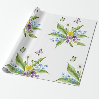 Blommor och fjärilar presentpapper