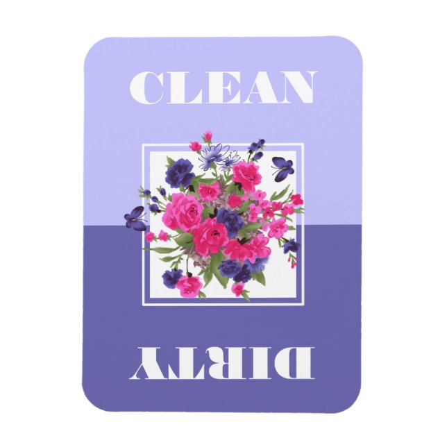 Blommor och fjärilar - ren eller smutsig diskmaski magnet (Vertikal)