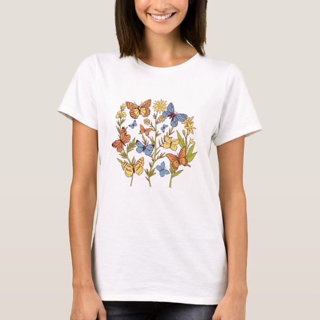 Blommor och fjärilar t shirt (Framsida)
