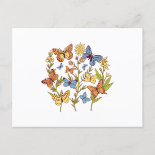 Blommor och fjärilar vykort