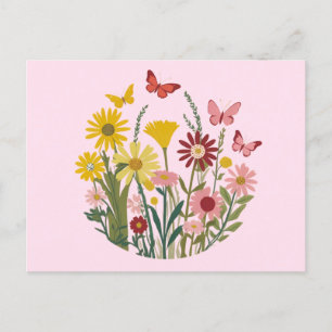Blommor och fjärilar vykort