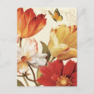 Blommor och fjärilar vykort