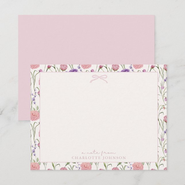 Blommor och flugor, en not från platta kort (Fram/baksida)