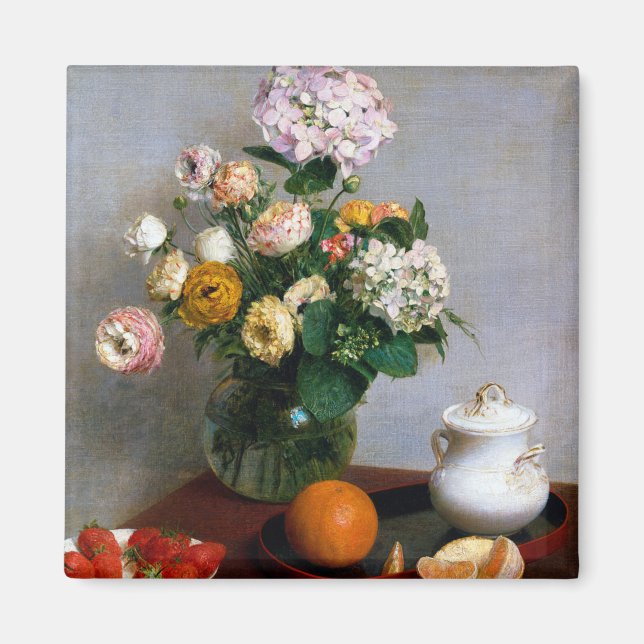 Blommor och frukt, Henri Fantin-Latour Magnet (Framsidan)