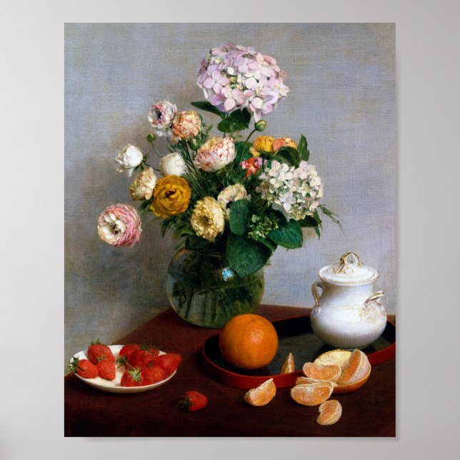 Blommor och frukt, Henri Fantin-Latour Poster (Framsidan)