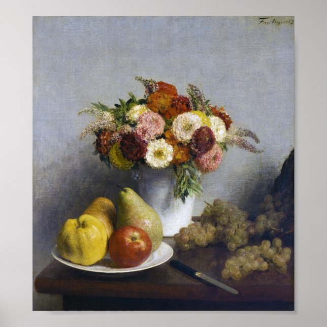 Blommor och frukt, Henri Fantin-Latour Poster (Framsidan)