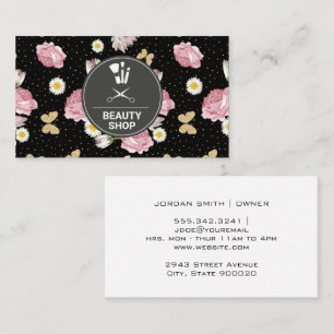 Blommor och Glitter Butterflies Specklad Guld Visitkort