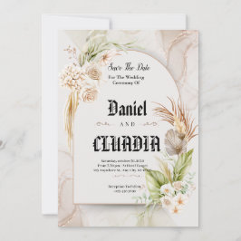 Blommor och gräddblomma vatten färg bröllop spara datumet