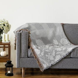 Blommor och Grått-beläggning för blommor och blomn Filt