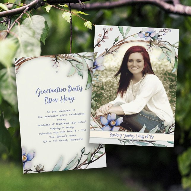 Blommor och Grenar Photo Studenten Inbjudningar (Skapare uppladdad)