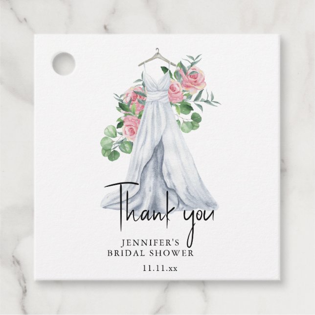 Blommor och grönska - tack bröllopsdusch  gåvor etiketter (Framsida)