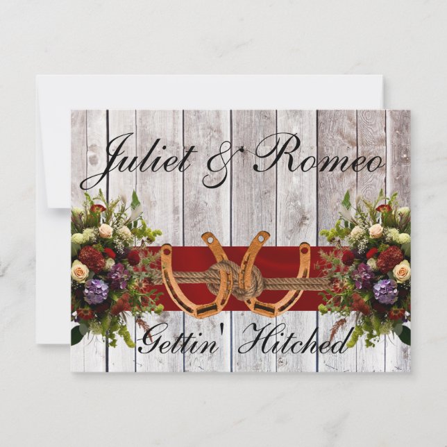 Blommor och hästskor, rödband Bröllop (Framsida)