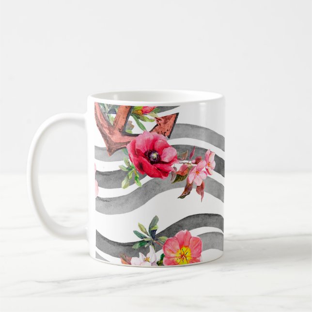 Blommor och hav vinkarare. Sömlös mönster wi Kaffemugg (Vänster)