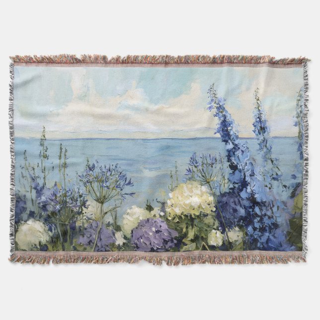 Blommor och havsmålning filt (Framsidan)