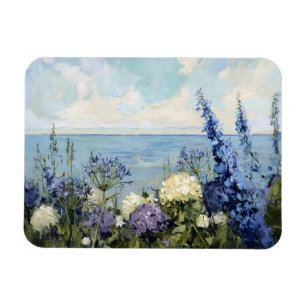 Blommor och havsmålning magnet
