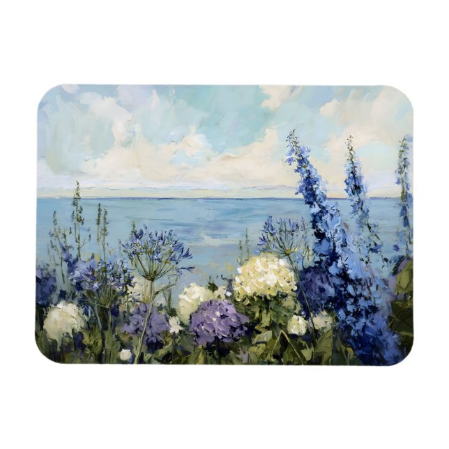 Blommor och havsmålning magnet (Horisontell)