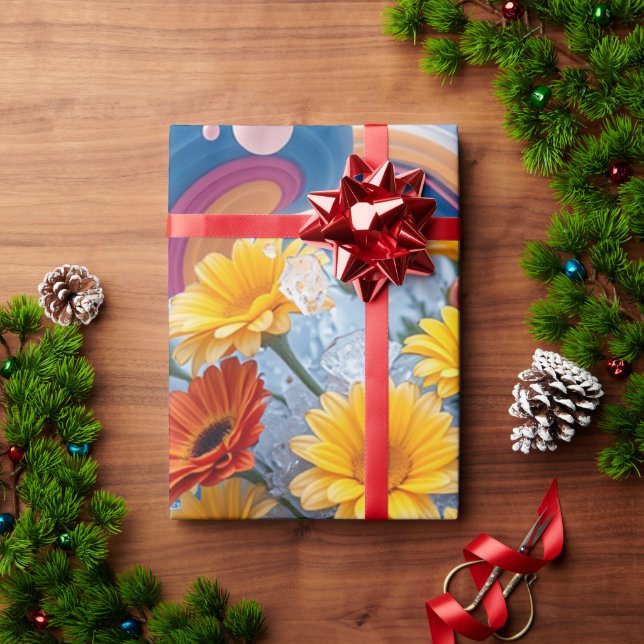 Blommor och havsvågor presentpapper (Julgåva)