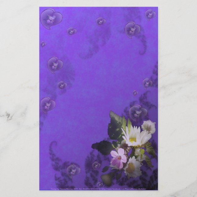 Blommor och hjärta brevpapper (Framsida)