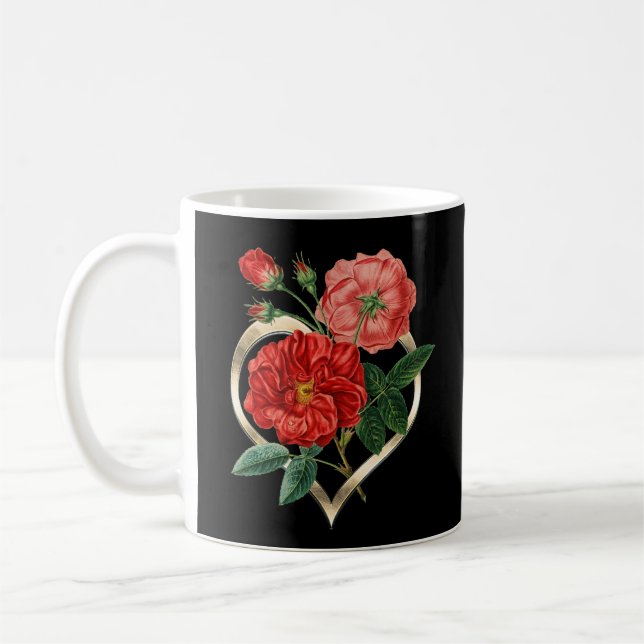 Blommor och hjärta kaffemugg (Vänster)