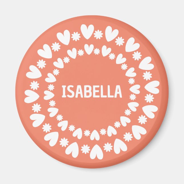 Blommor och hjärta Namn Magnet (Framsidan)
