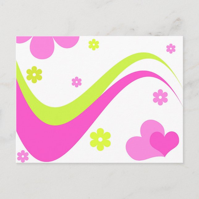 Blommor och hjärtan - vykort (Framsida)