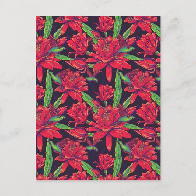 Blommor och hummerfåglar vykort (Framsida)