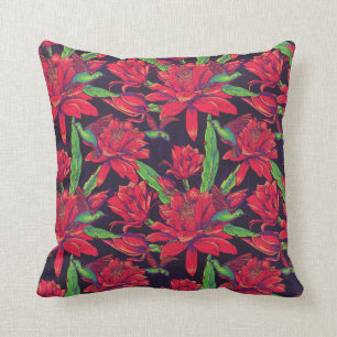 Blommor och Hummingbirds Kudde
