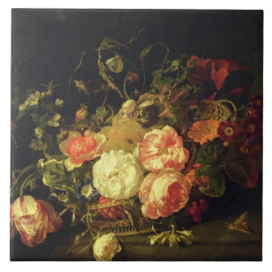 Blommor och insekter, 1711 (olja på panel) kakelplatta