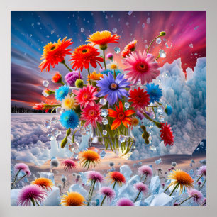 Blommor och iskristaller poster