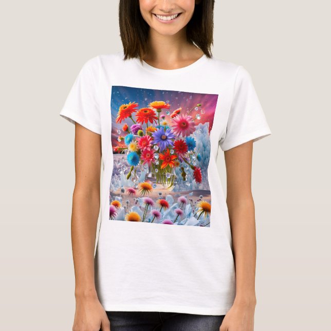 Blommor och iskristaller t shirt (Framsida)