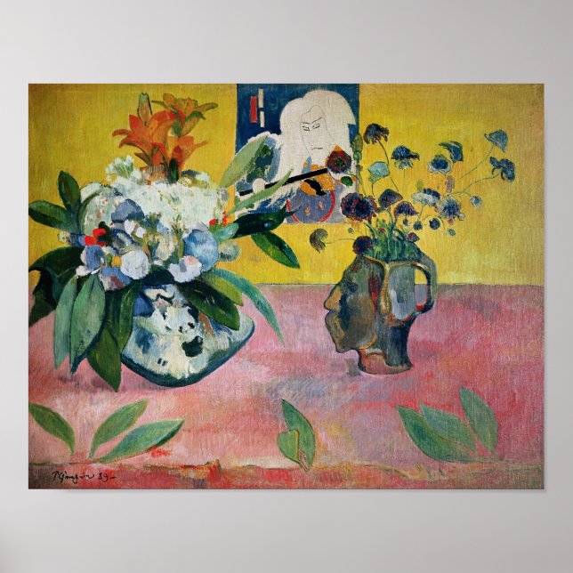 Blommor och japansk utskrift, 1889 poster (Framsidan)