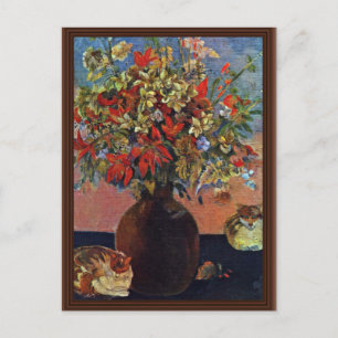 Blommor och katter av Gauguin Paul (bästa kvalitet Vykort