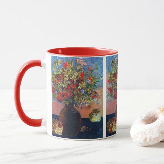 Blommor och Katter av Paul Gauguin Mugg (Med munk)
