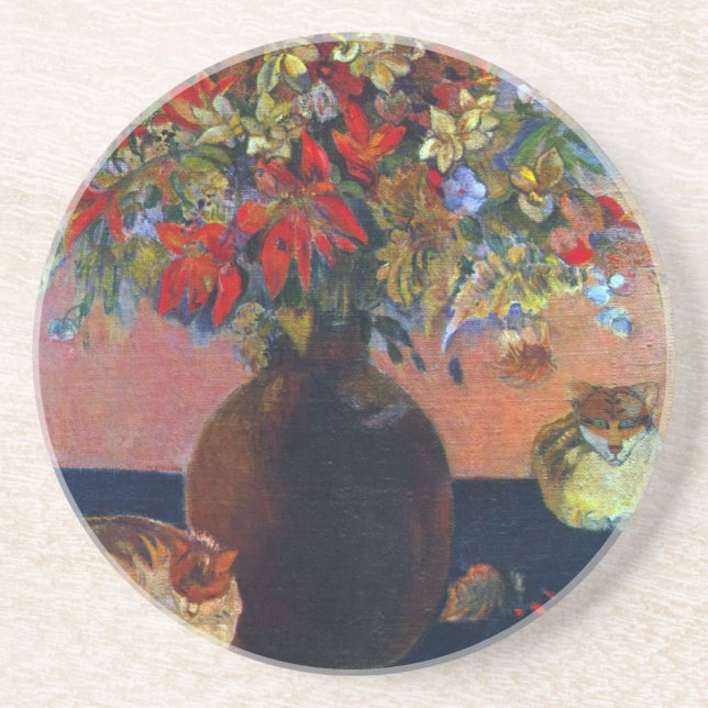 Blommor och Katter av Paul Gauguin Underlägg (Framsidan)