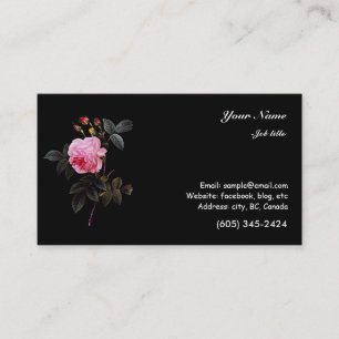 Blommor och knoppar av rosa ros visitkort