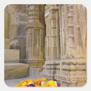 Blommor och kolonner, Jaisalmer Fort, Jaisalmer, Fyrkantigt Klistermärke