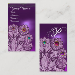 BLOMMOR OCH KOLORFUL AV lila SNÖRE MONOGRAM Visitkort