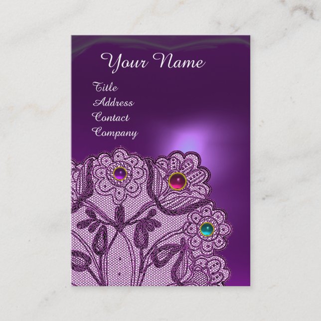 BLOMMOR OCH KOLORFUL AV lila SNÖRE MONOGRAM Visitkort (Framsida)