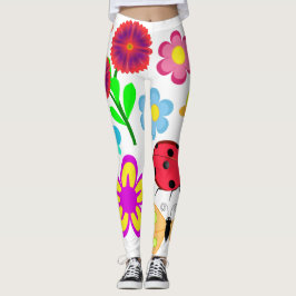 Blommor och Kryp Tecknad Art Leggings