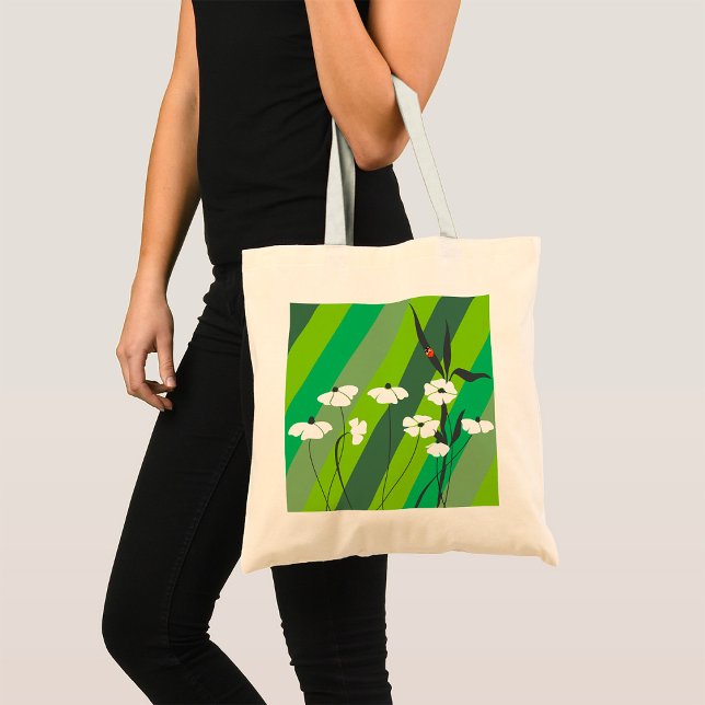 Blommor och Ladybug Tote Bag Tygkasse (Skapare uppladdad)