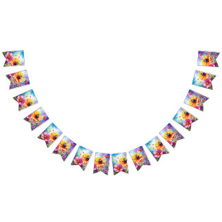 Blommor och ladybuggar vimplar