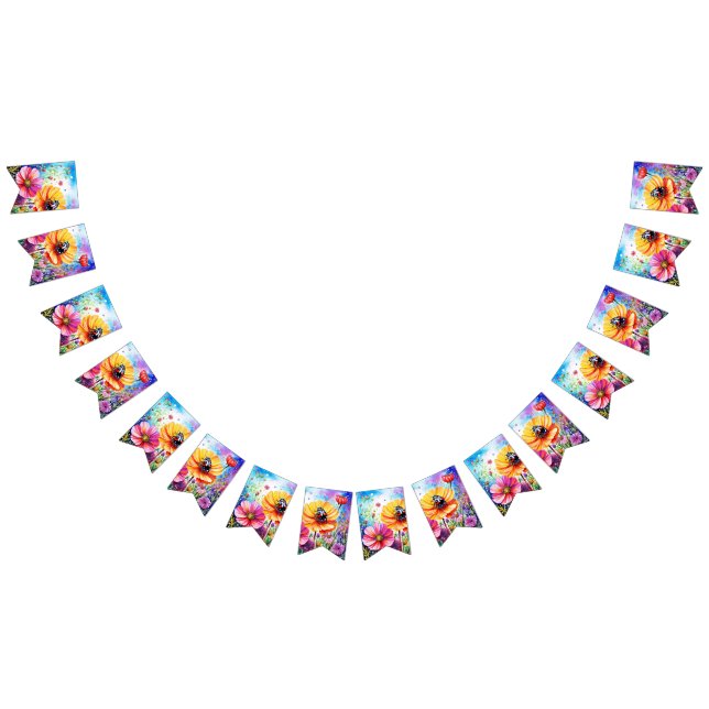 Blommor och ladybuggar vimplar (Alla)