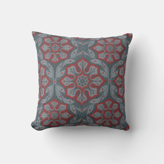 "Blommor och lagerfärger" bohemiska arabesque, grå Kudde (Framsida)