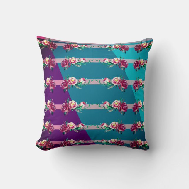 Blommor och Linjer Cushion Kudde (Framsida)