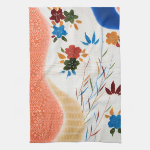 Blommor och löpande Vatten, japansk design Kökshandduk