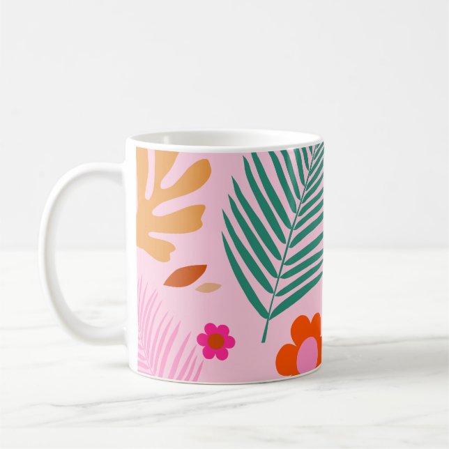 Blommor och Löv 02 Rosa Blommigt Kaffemugg (Vänster)